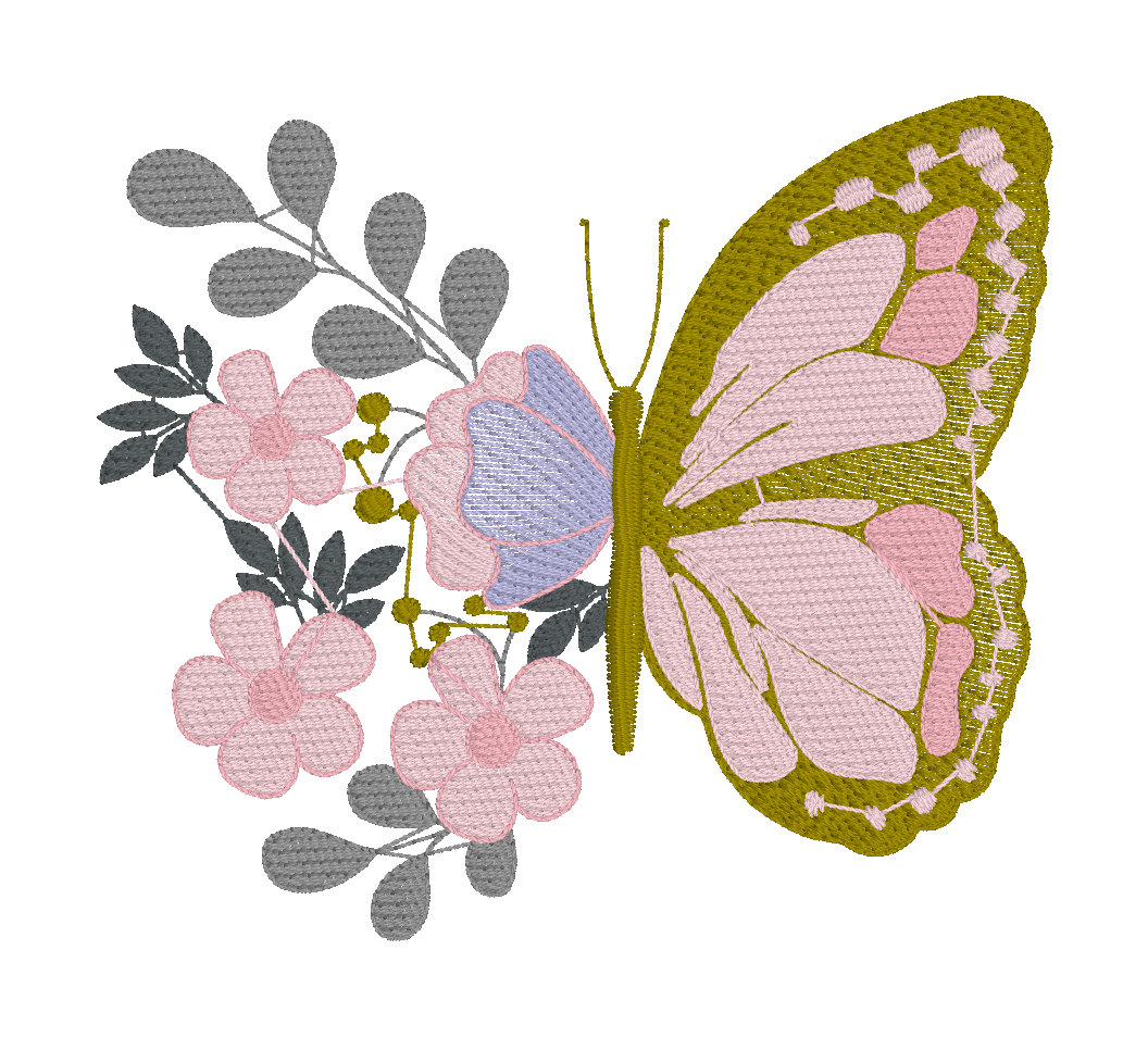 FLOWERS AND BUTTERFLY