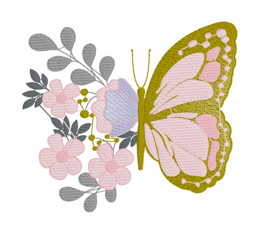 FLOWERS AND BUTTERFLY