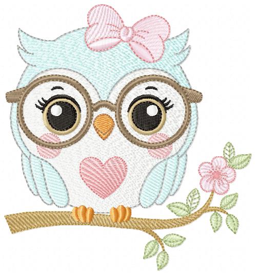 CUTE GIRL OWL WITH FLOWERS